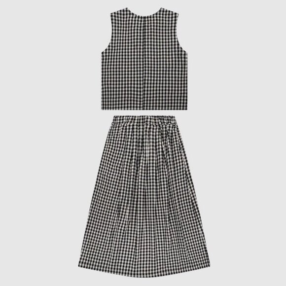 B.Sure Black And White Checkered Vest Skirt Retro Set - Picture 2 of 4